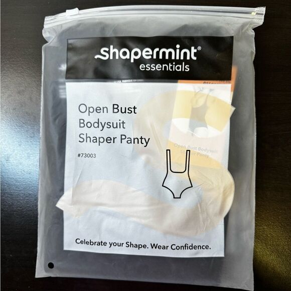 SHAPERMINT Bodysuit 3X Black Open Bra Brief Leg Panty Seamless Compression OCT - Picture 2 of 7